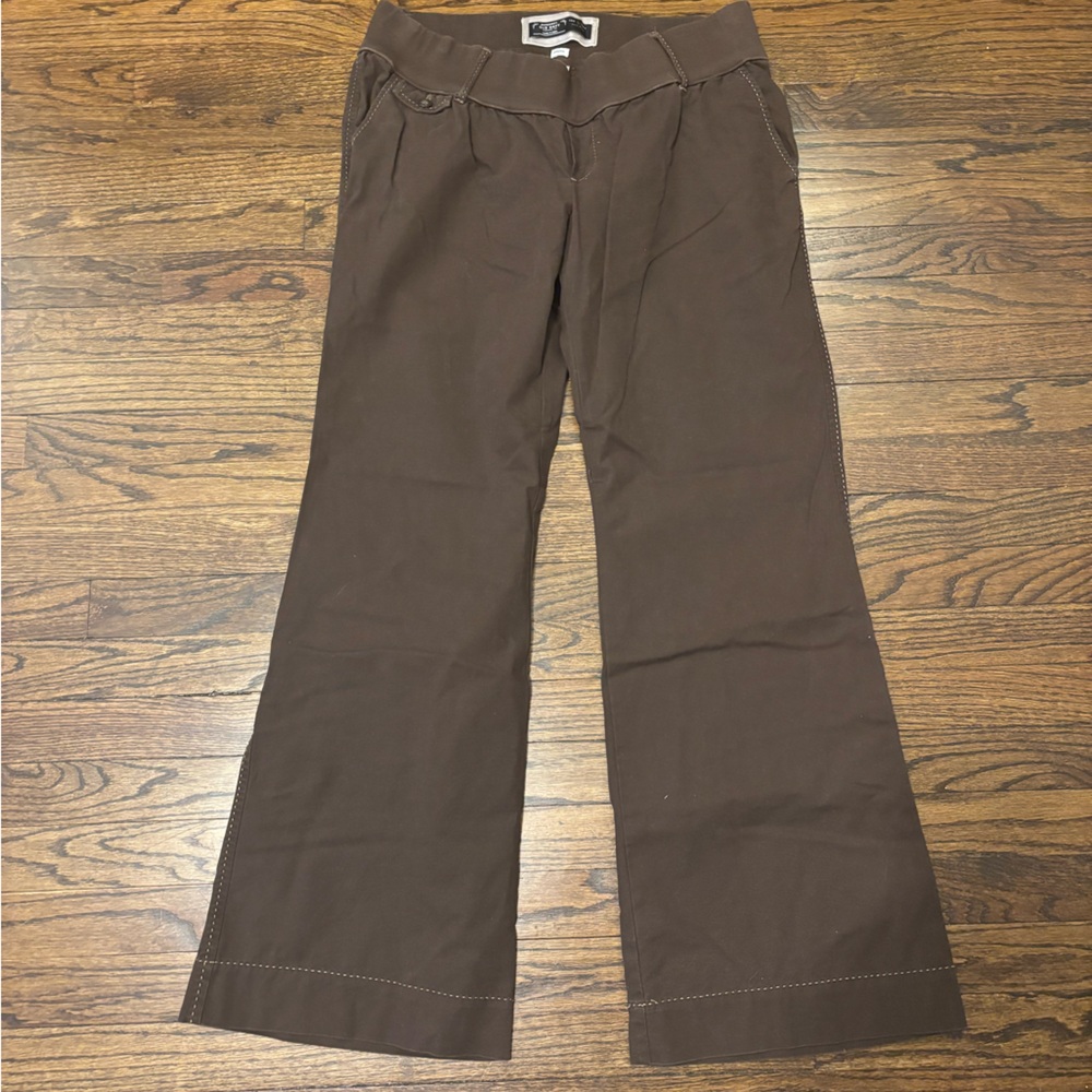 Vintage Y2K Old Navy Low Rise Brown Wide Leg Stretch Maternity Pants